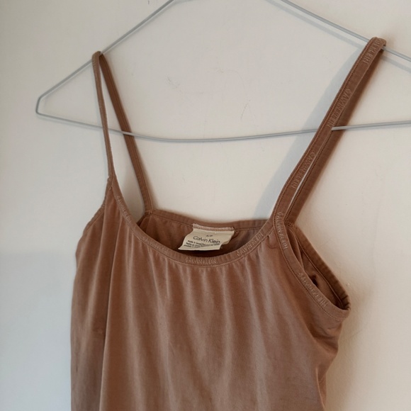 Calvin Klein Y2K 2000s tank top slip lined bra camisole shirt, size S small nude - Picture 2 of 9